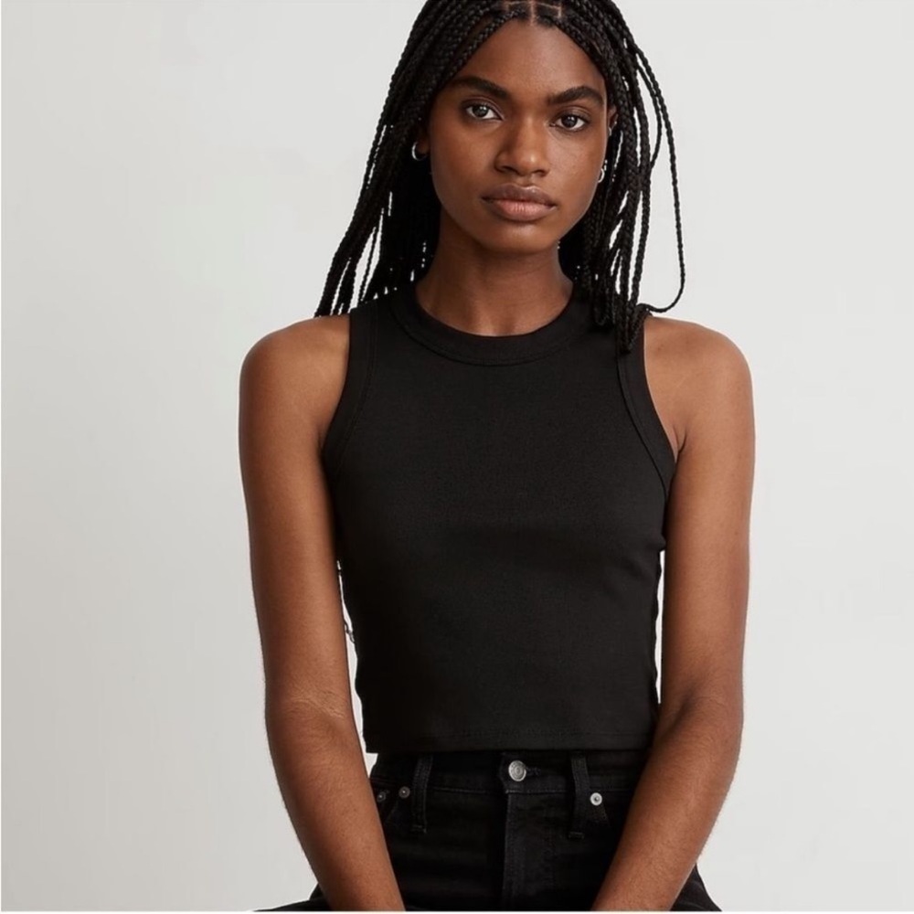 Madewell Classic Brightside Black Ribbed Tank Crop